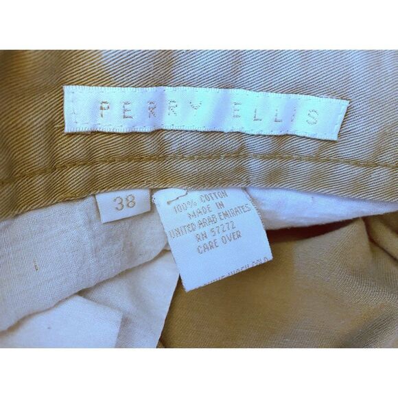 Perry Ellis Mens Size 38 Khaki Shorts 100% Cotton - Picture 4 of 4